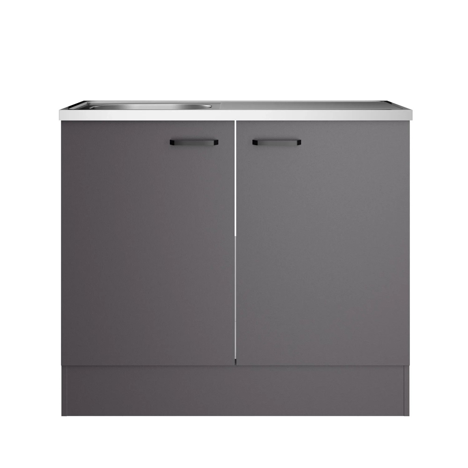 OPTIFIT Spülenunterschrank Kiel420 100 x 88,2 x 50 cm Anthrazit Matt 2 Türen