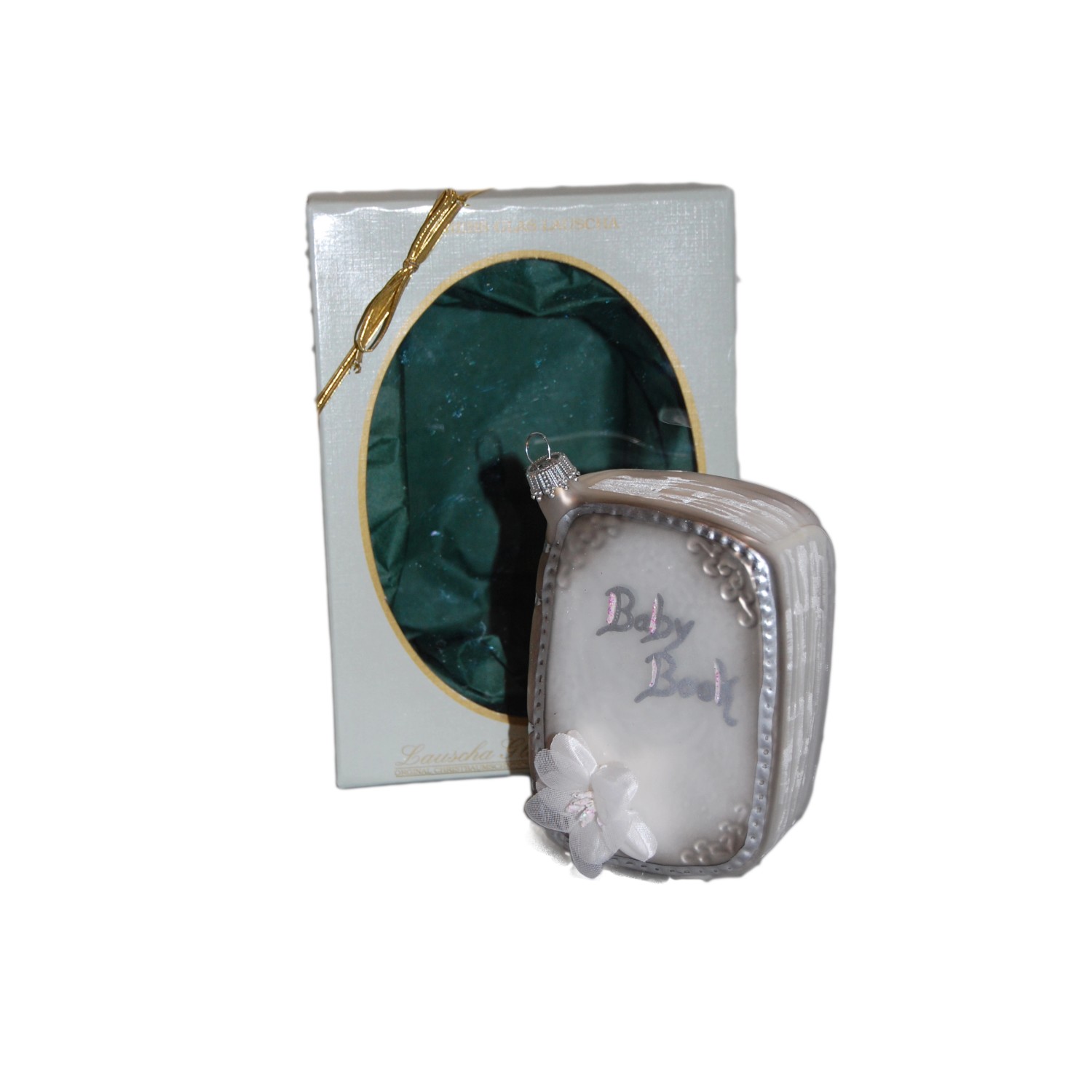 Krebs Glas Lauscha Baumschmuck Baby-Buch Silberfarbig 10cm