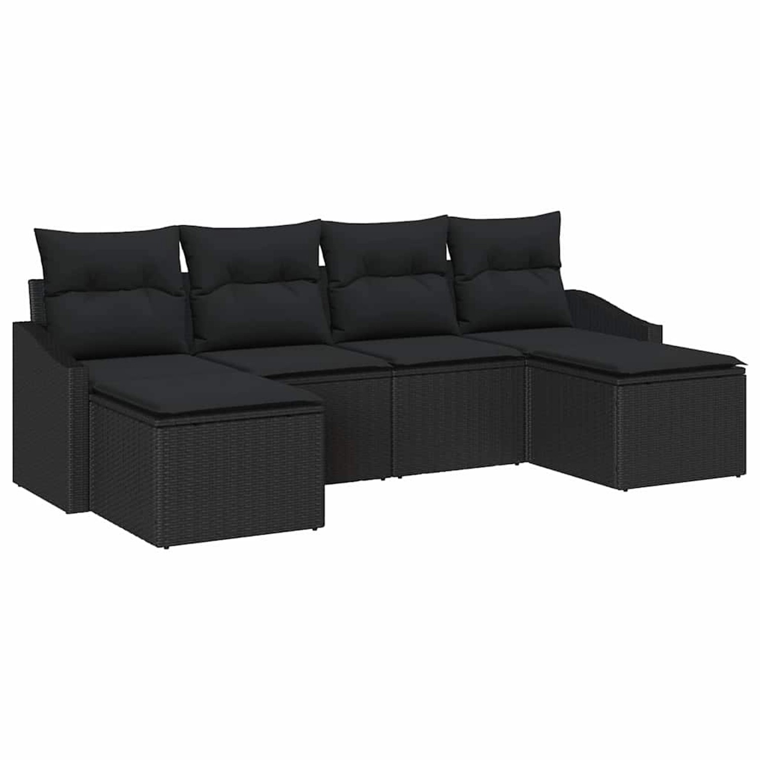 vidaXL Garten-Sofa-Set 6-Tlg Schwarz Poly Rattan 3346833 günstig online kaufen