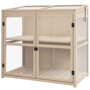Outsunny Frühbeet aus Holz 2-Stufig mit Dachfenster Natur 103 x 61 x 103 cm