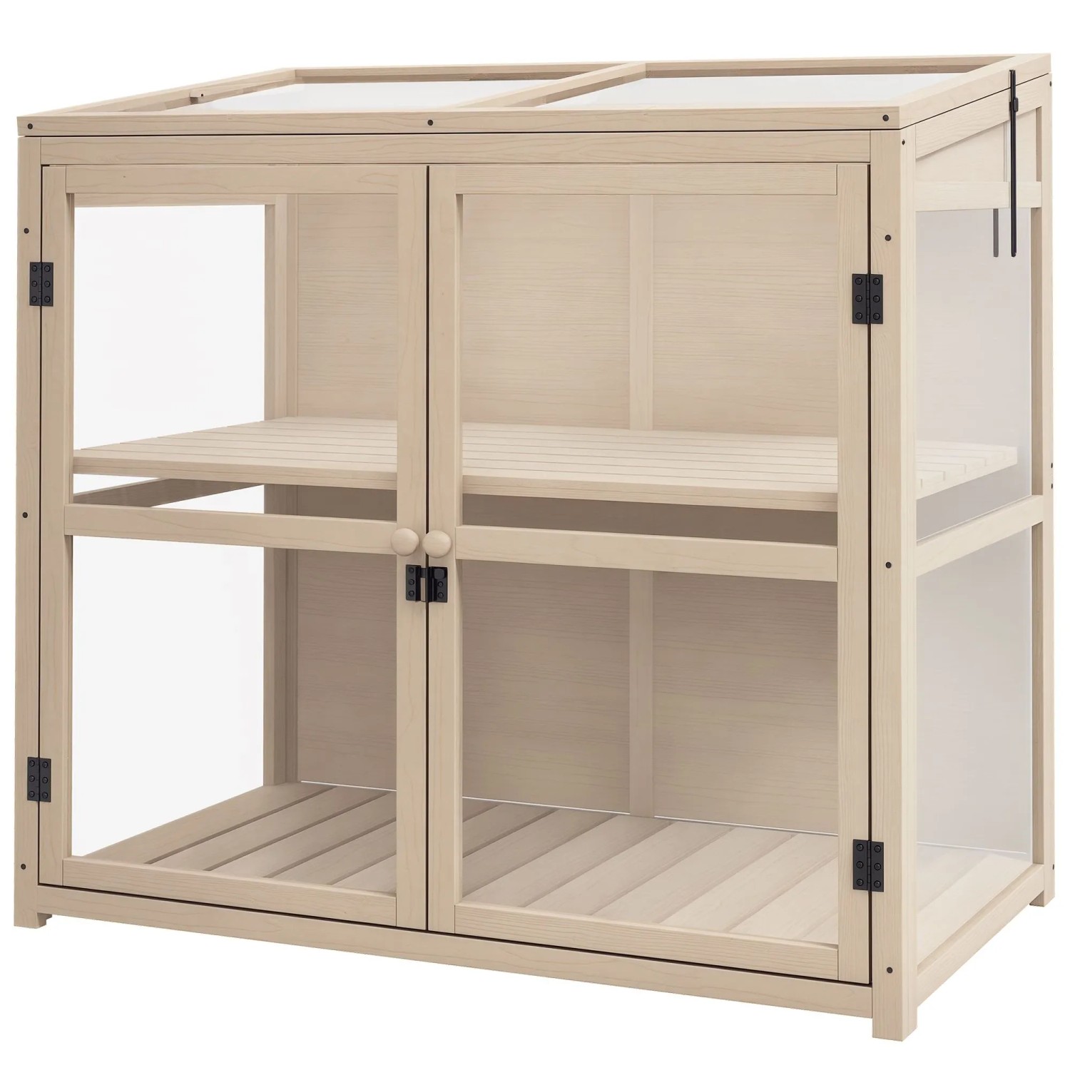 Outsunny Frühbeet aus Holz 2-Stufig mit Dachfenster Natur 103 x 61 x 103 cm