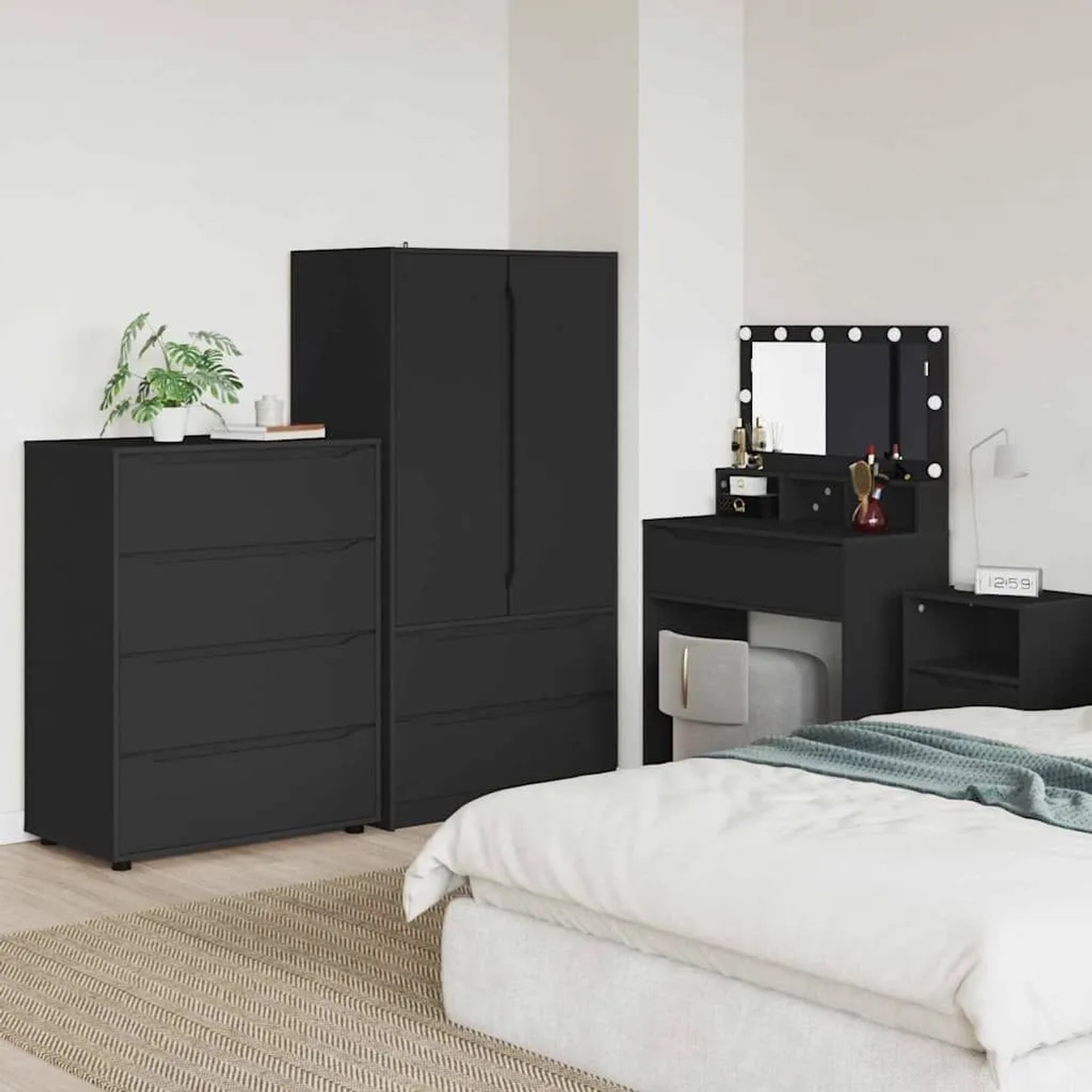 vidaXL Stauraumschränke, 2 Stk., schwarz, Holzwerkstoff, für Wohnzimmer oder Schlafzimmer.