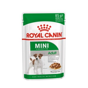 Royal Canin Mini Adult Nassfutter für kleine Hunde, 85g Portionsbeutel.