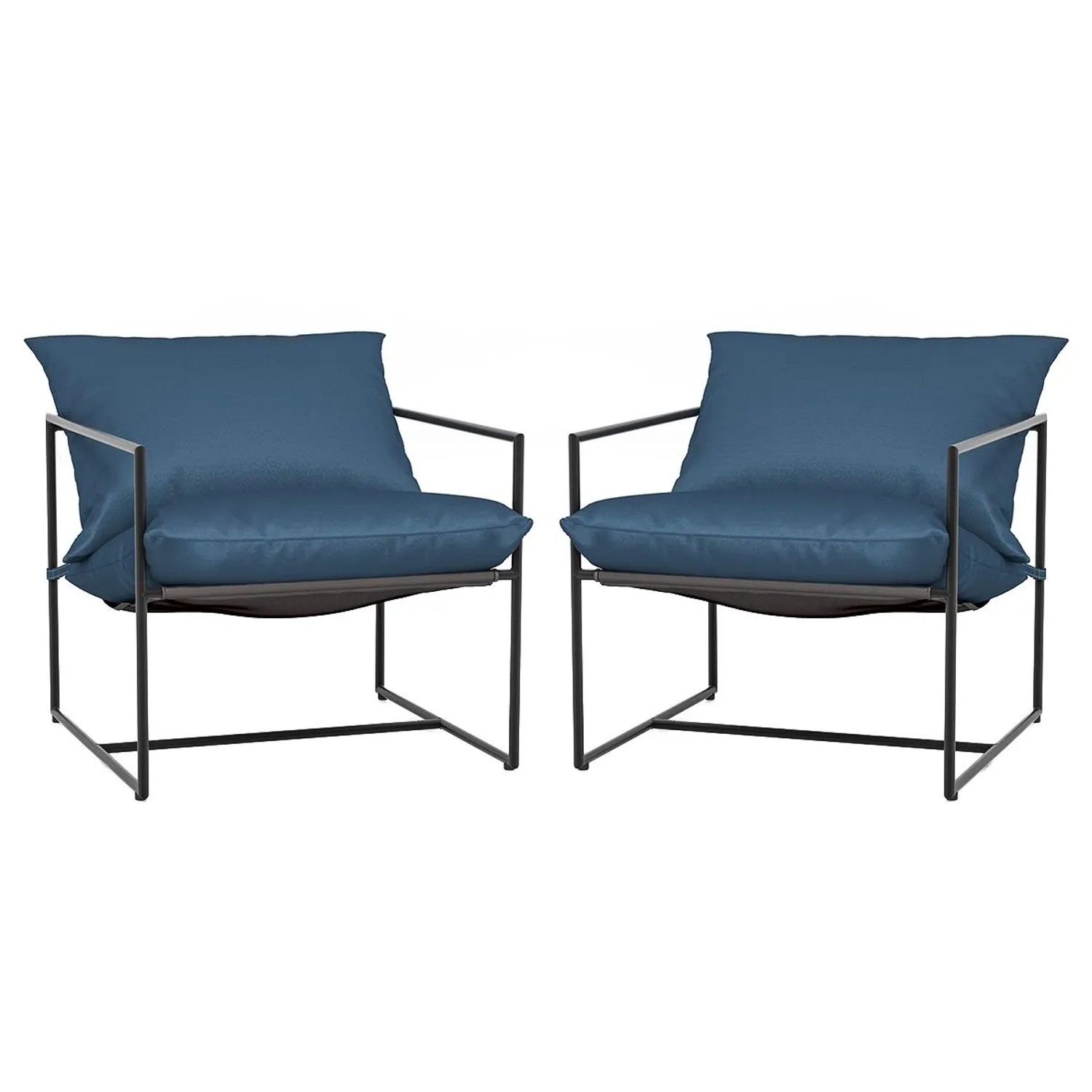 Costway 2er Set Sling Accent Chairs mit Sitz- & Rückenkissen
