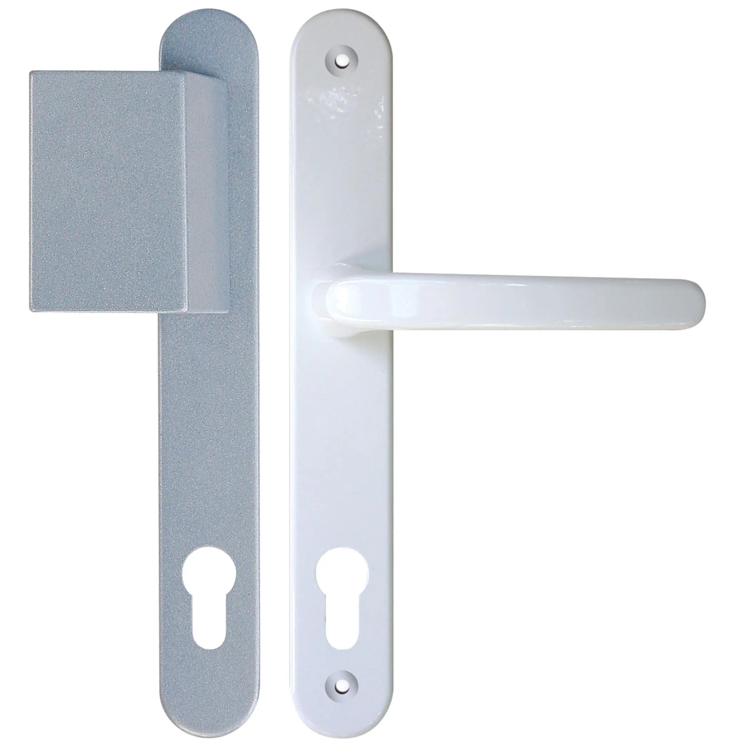 Roro Drücker-Garnitur Typ CR Aluminium 92 mm Weiß-Silber