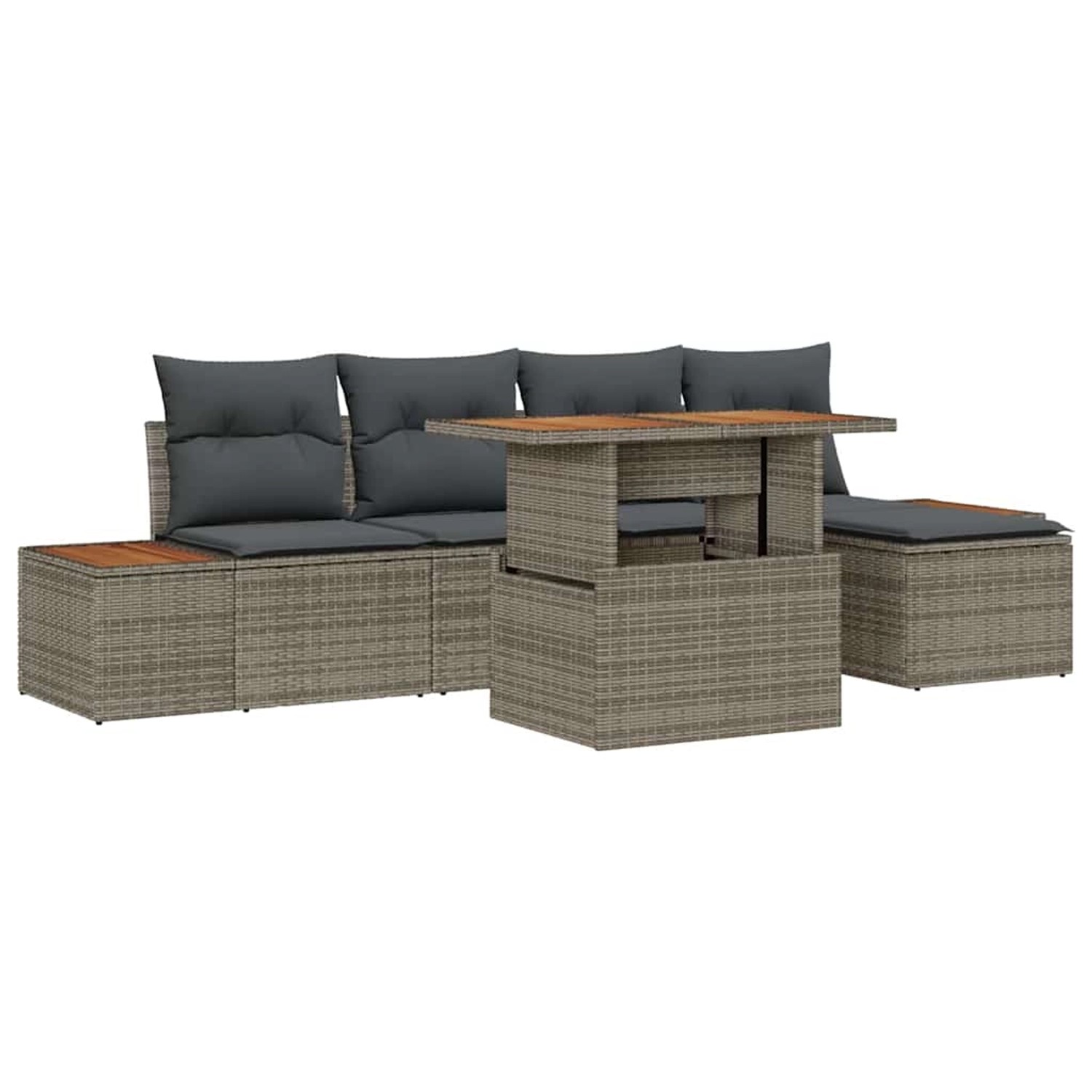 vidaXL Garten-Sofa-Set mit Speicher 6-Tlg Grau Poly Rattan 3358798 günstig online kaufen
