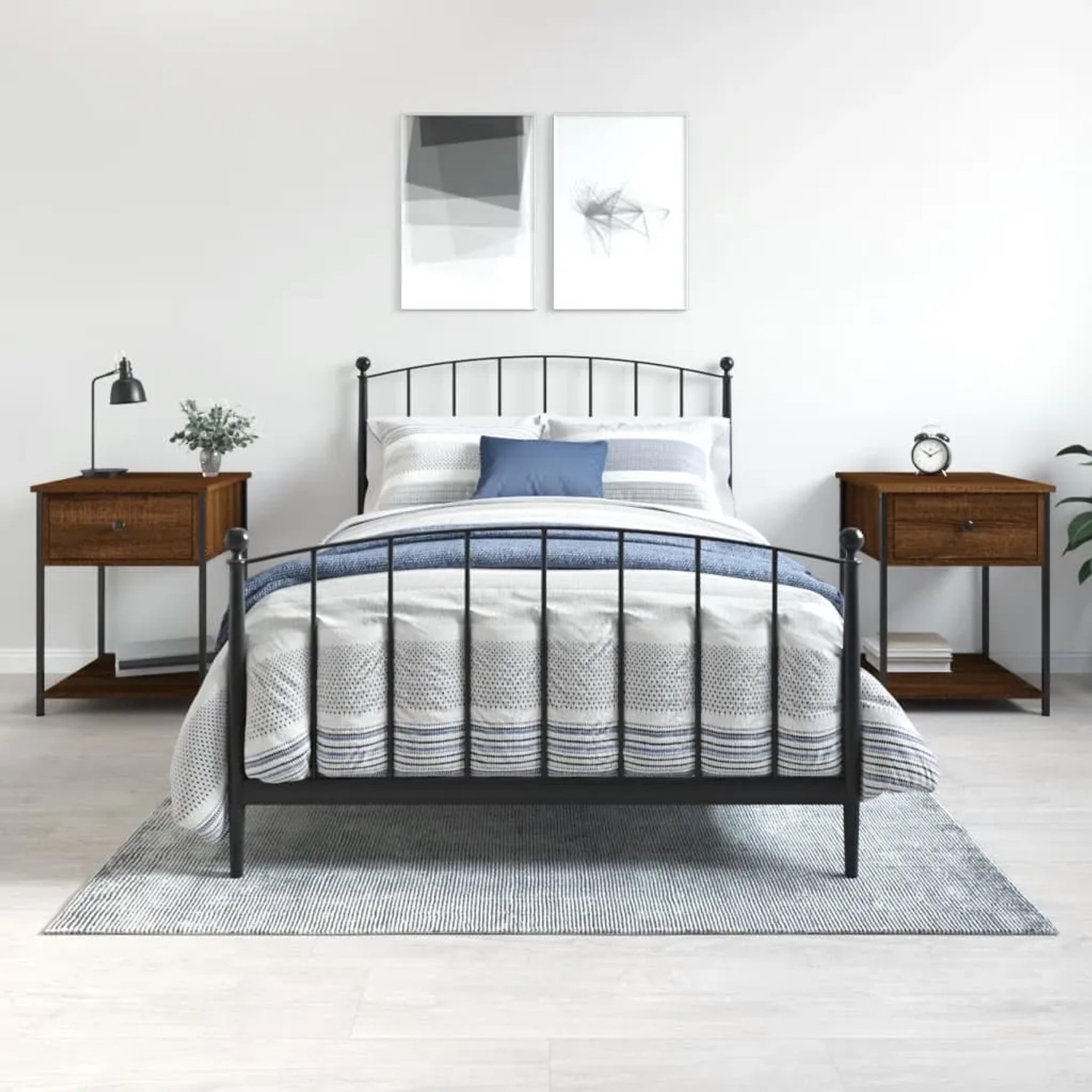 vidaXL Nachttische (2 Stk.) in Braun Eichen-Optik im Schlafzimmer.