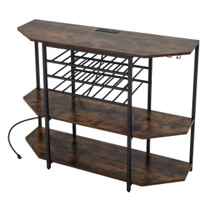 Costway Weinregal 3 Ebenen 21 Flaschen Braun 120 x 40 x 92 cm