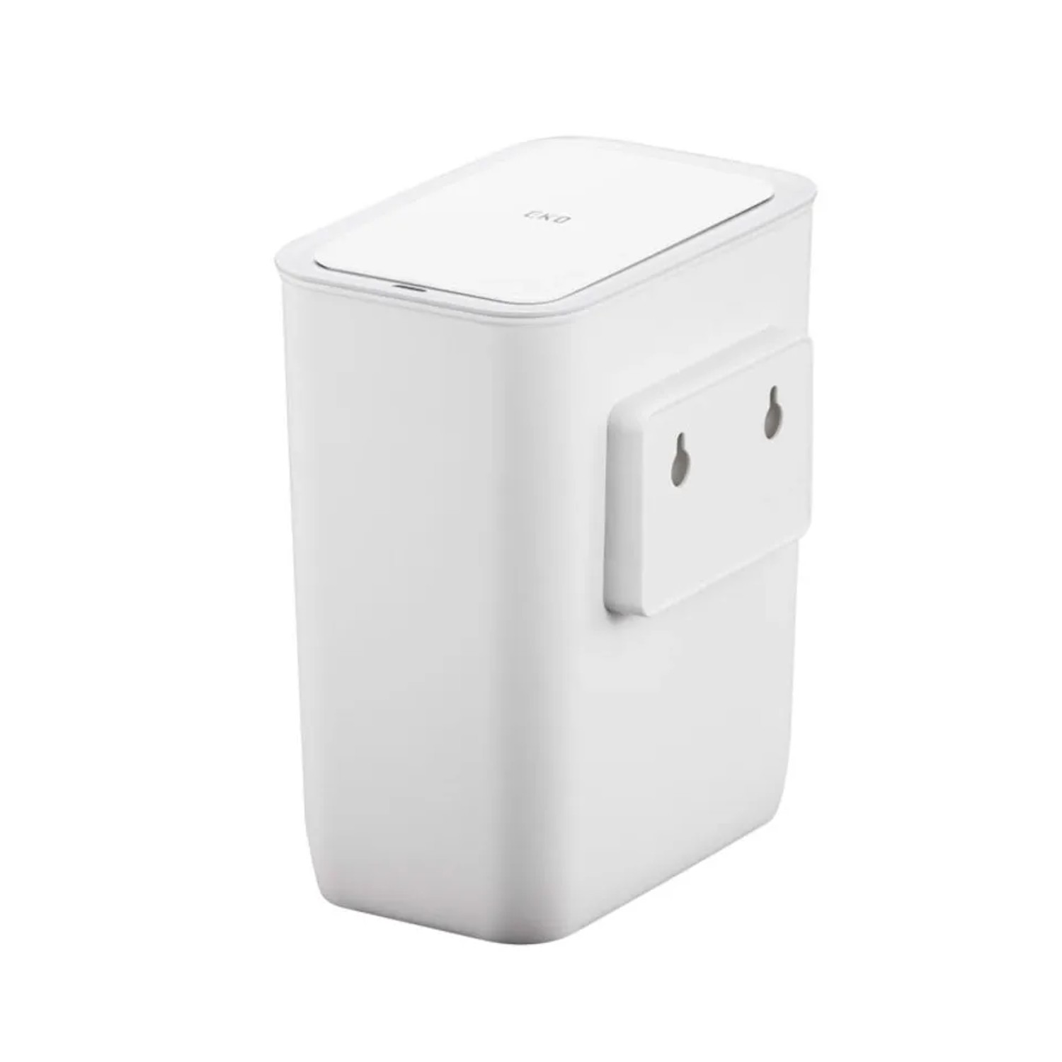 Weißer, quadratischer PROREGAL Mülleimer mit Sensor zur Wandmontage, 8 Liter.