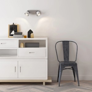 Philips myLiving LED-Spot County, 2-flammig, Stahl gebürstet, an der Decke montiert.