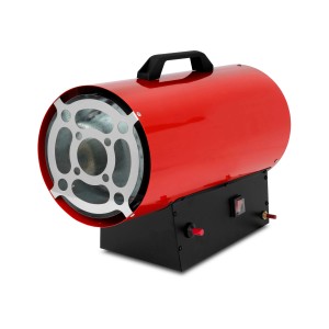 EBERTH Gasheizgebläse 30kW, rote Heizkanone mit schwarzem Gehäuse und Tragegriff.