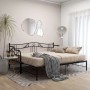 vidaXL Ausziehsofa Bettgestell, schwarz, Metall, 90x200 cm. Schlafsofa mit robustem Metallrahmen.