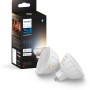 Philips Hue LED-MR16 2er-Pack mit 2 GU5.3 Lampen und Produktverpackung.