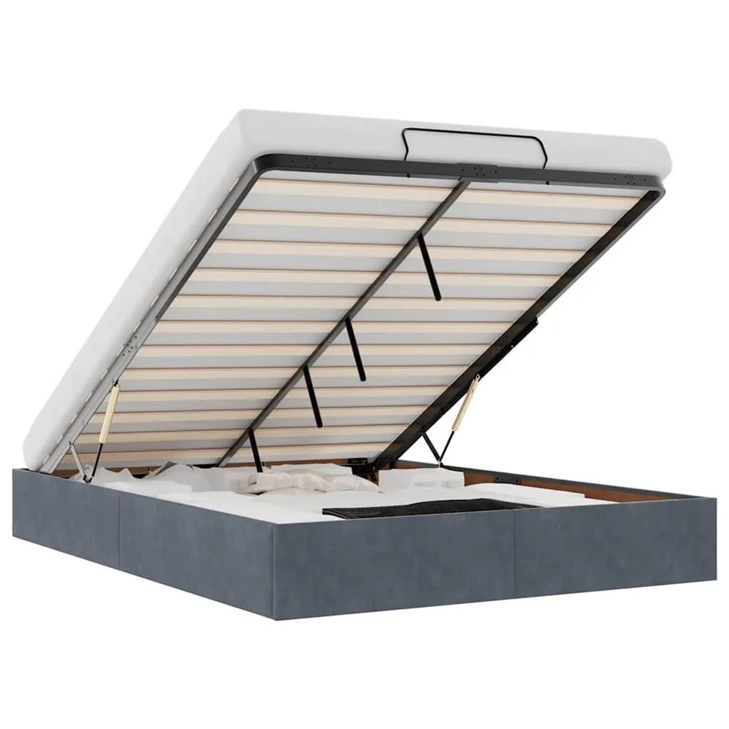 Thumbnail - vidaXL Ottoman-Bett ohne Matratze Dunkelgrau 140x190 cm Samt 3310962