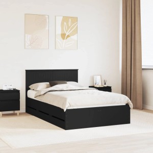 Schwarzes vidaXL Bett mit Schubladen, 120x200 cm, aus Holzwerkstoff. Praktisch und stilvoll.
