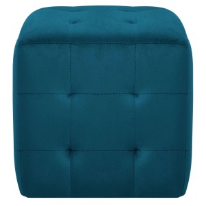 Blauer vidaXL Pouf (2 Stk.) aus Samtstoff, quadratischer Hocker mit Knopfheftung.