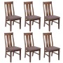 6er-Set Polsterstühle: MCW Esszimmerstuhl M58 mit dunklem Gestell und taupefarbenem Sitz.