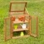 Kiehn-Holz Gartenschrank aus Kiefernholz, braun, mit Regalen und geöffneten Türen im Garten.