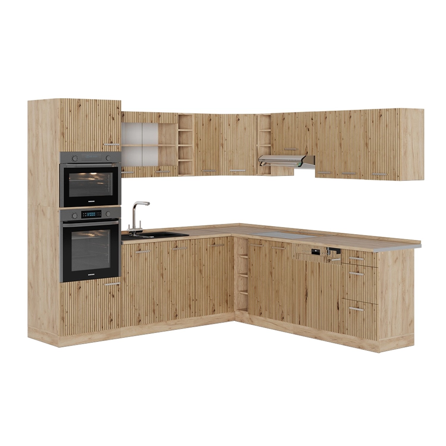 Vicco R-Line Eckküche Artisan-Eiche/Goldkraft Eiche 237 x 247 cm AP Eiche günstig online kaufen