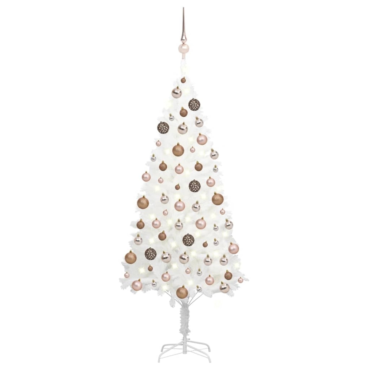 vidaXL Künstlicher Weihnachtsbaum mit LEDs & Kugeln Weiß 120 cm Modell 2