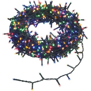 LED-Lichterkette, 24m, warmweiß & mehrfarbig, für Innen- & Außenbereich.