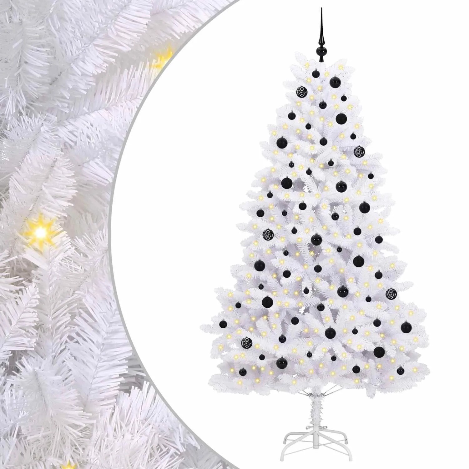 vidaXL Künstlicher Klappbarer Weihnachtsbaum Weiß 210 cm PVC und Stahl 3426604