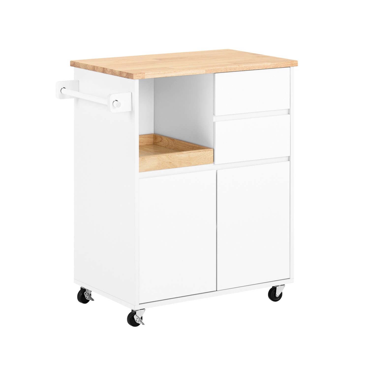SoBuy Küchenwagen mit Arbeitsplatte Servierwagen Weiß 72x84x40cm FKW123-WN günstig online kaufen