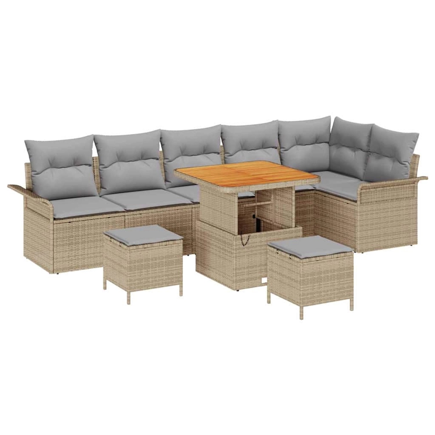 vidaXL Garten-Sofa-Set 9-Tlg Beige Poly Rattan 3362152 günstig online kaufen