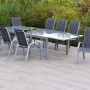 Merxx Amalfi di Lusso Gartenmöbel-Set mit 8 Stapelsesseln und Ausziehtisch 200/300x100 cm.