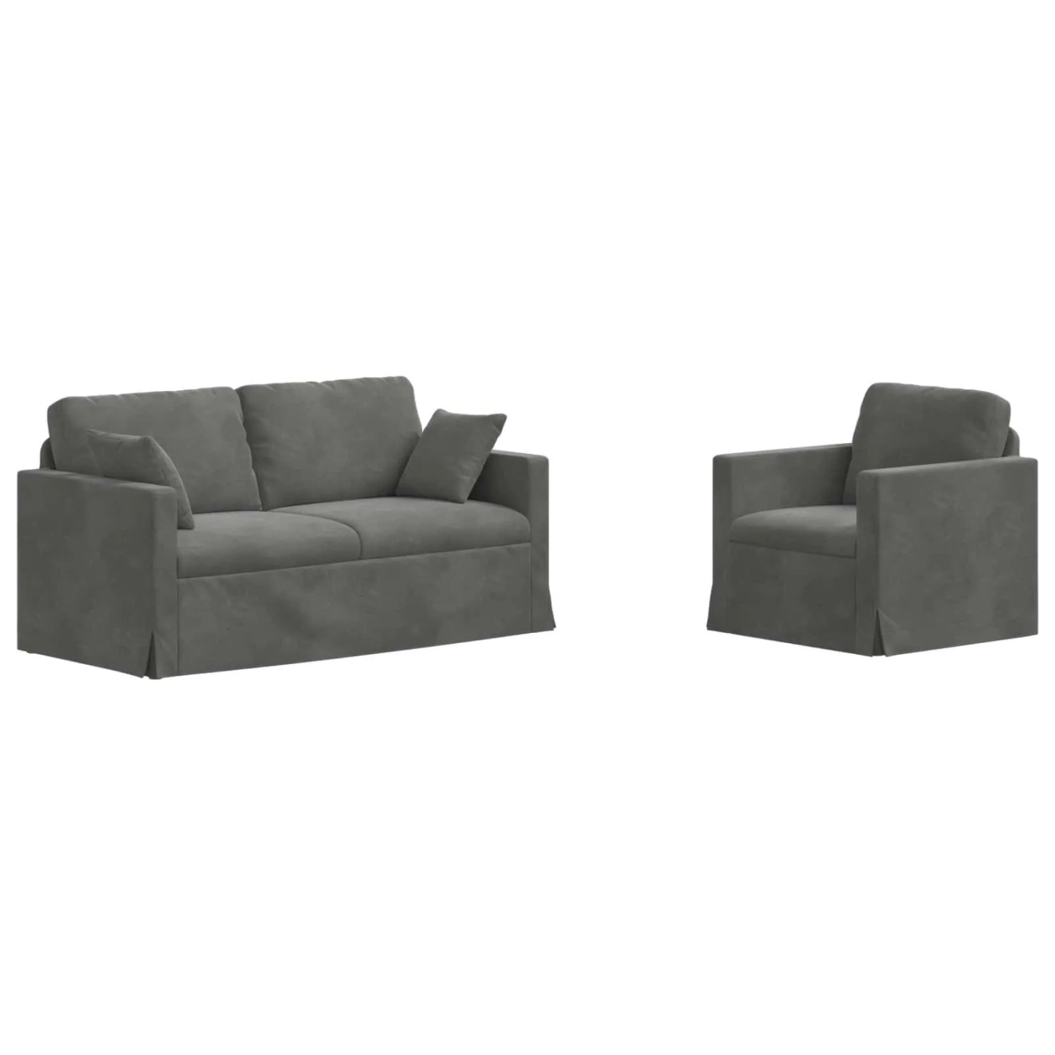 vidaXL Sofa 2-Tlg Dunkelgrau 158 x 78 x 80 cm Samt 3407552