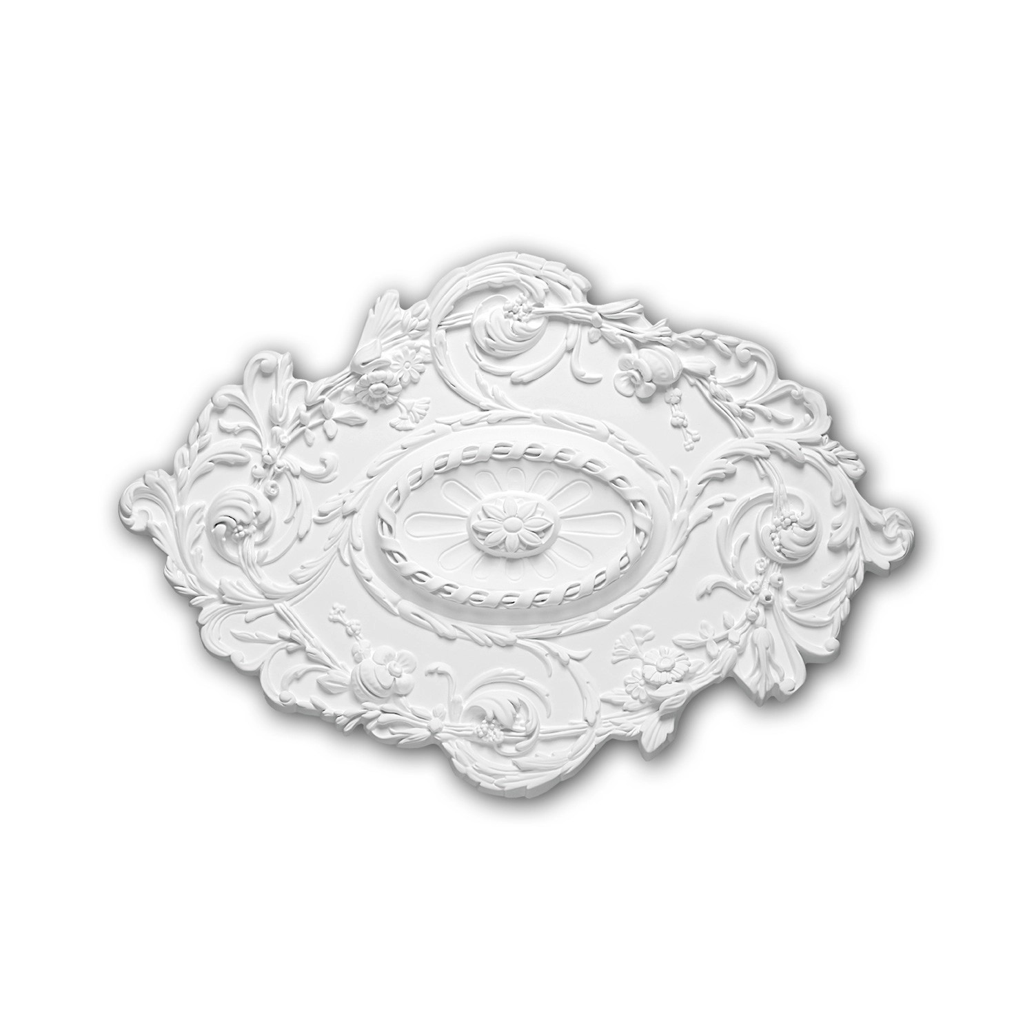 PROFHOME 156029 RoSette aus Polyurethan DeckenroSette Medaillon 76,7 x 53,2 cm 53,2 cm x 53,2 cm Weiß