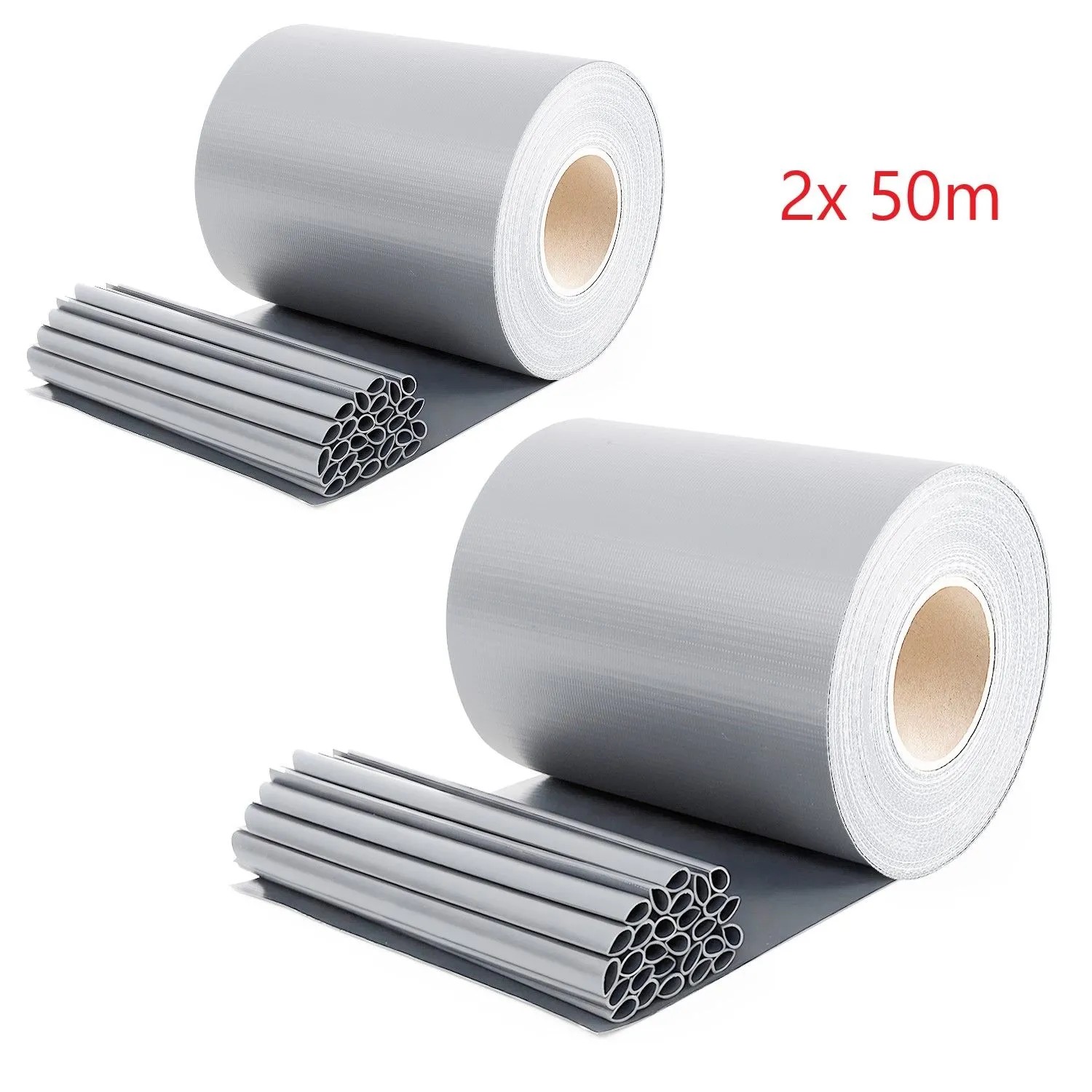 Sekey PVC Sichtschutzstreifen für Doppelstabmatten Blickdicht Sichtschutz 2x50m Grau