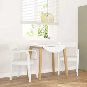 vidaXL Esszimmerstühle 2 Stk Weiß Massivholz Gummibaum 4102513