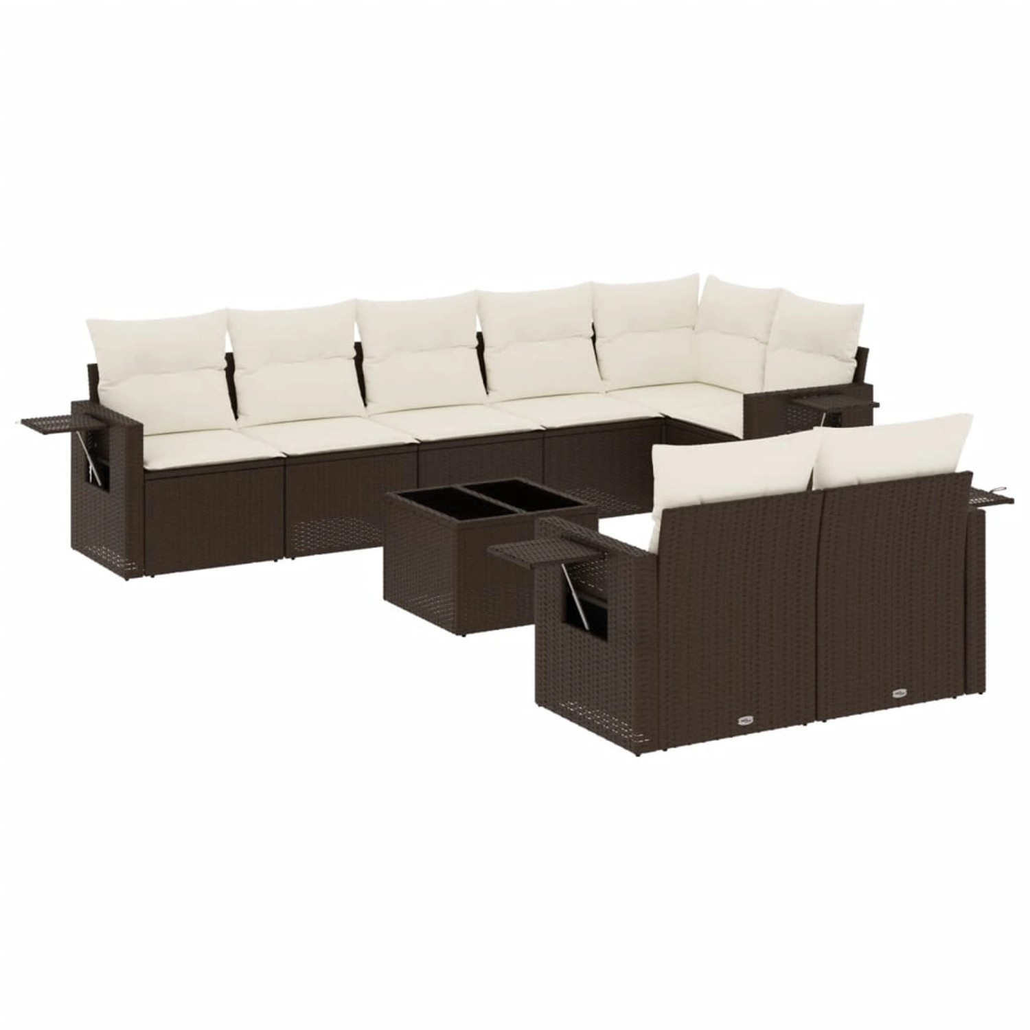 vidaXL 9-Tlg Garten-Sofagarnitur mit Kissen Braun Poly Rattan 3220432 günstig online kaufen