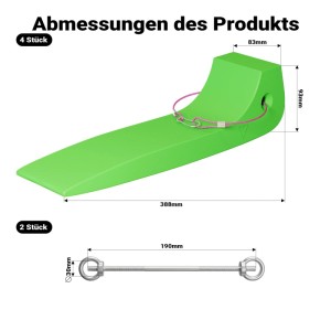 Wiltec Gleitkeile, 4er Set, mit Maßangaben. Zubehör für Autoanhänger.