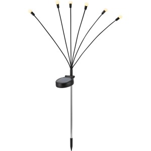 Solar-Spieß Glühwürmchen mit 6 warmweißen LEDs, 67cm hoch, für stimmungsvolle Gartenbeleuchtung.