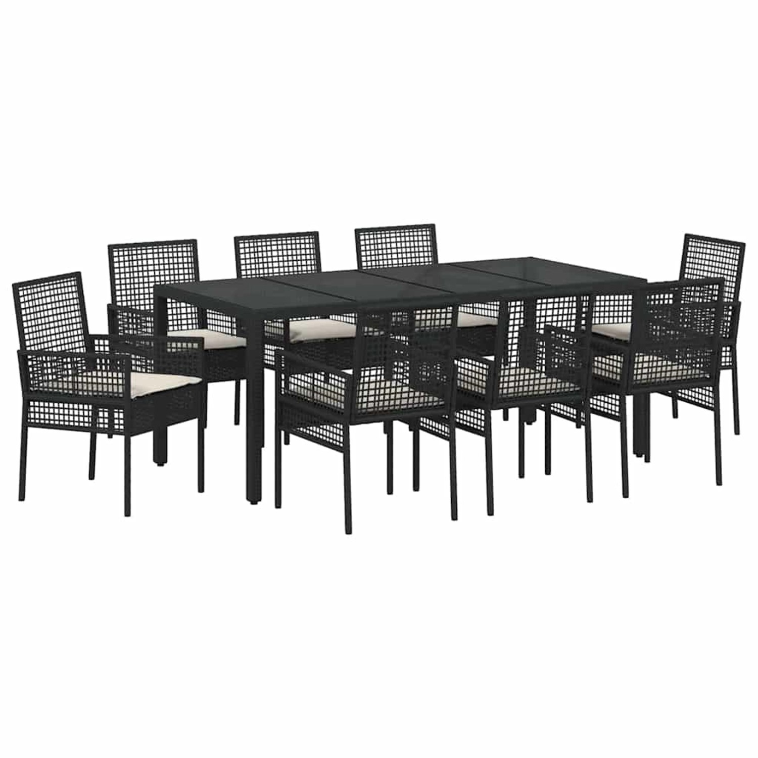 vidaXL Garten Essgruppe 9-Tlg Schwarz Poly Rattan 3334860 günstig online kaufen