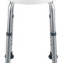 Höhenverstellbarer, weißer Wenko Duschhocker Secura mit Aluminiumbeinen und runder Sitzfläche.