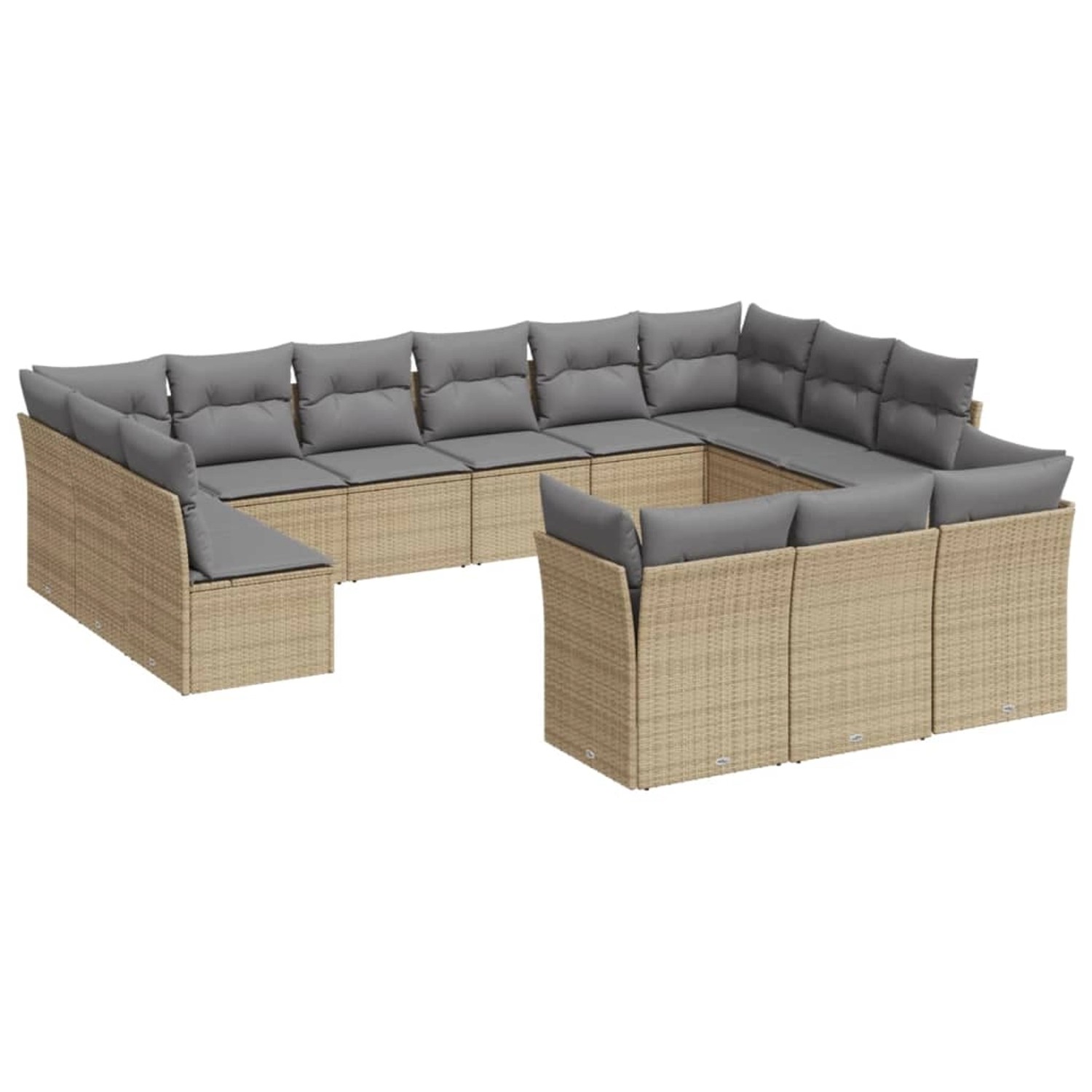 vidaXL 13-tlg Garten-Sofagarnitur mit Kissen Beige Poly Rattan Modell 12 günstig online kaufen