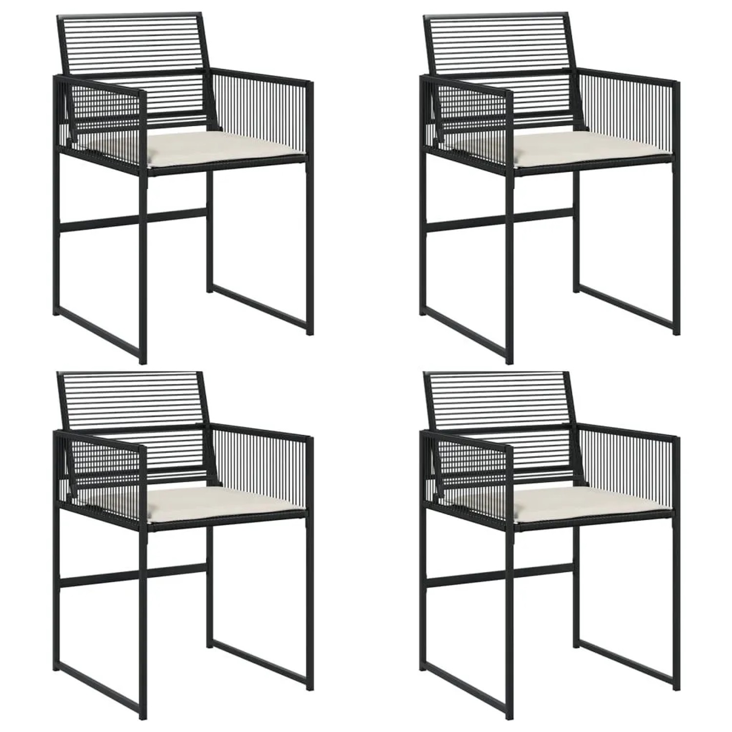 vidaXL Gartenstühle mit Kissen 4 Stk Schwarz Poly Rattan 4008575 günstig online kaufen