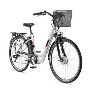 Telefunken City E-Bike RC822, 28 Zoll, mit Korb, Tiefeinsteiger und 7-Gang Kettenschaltung.