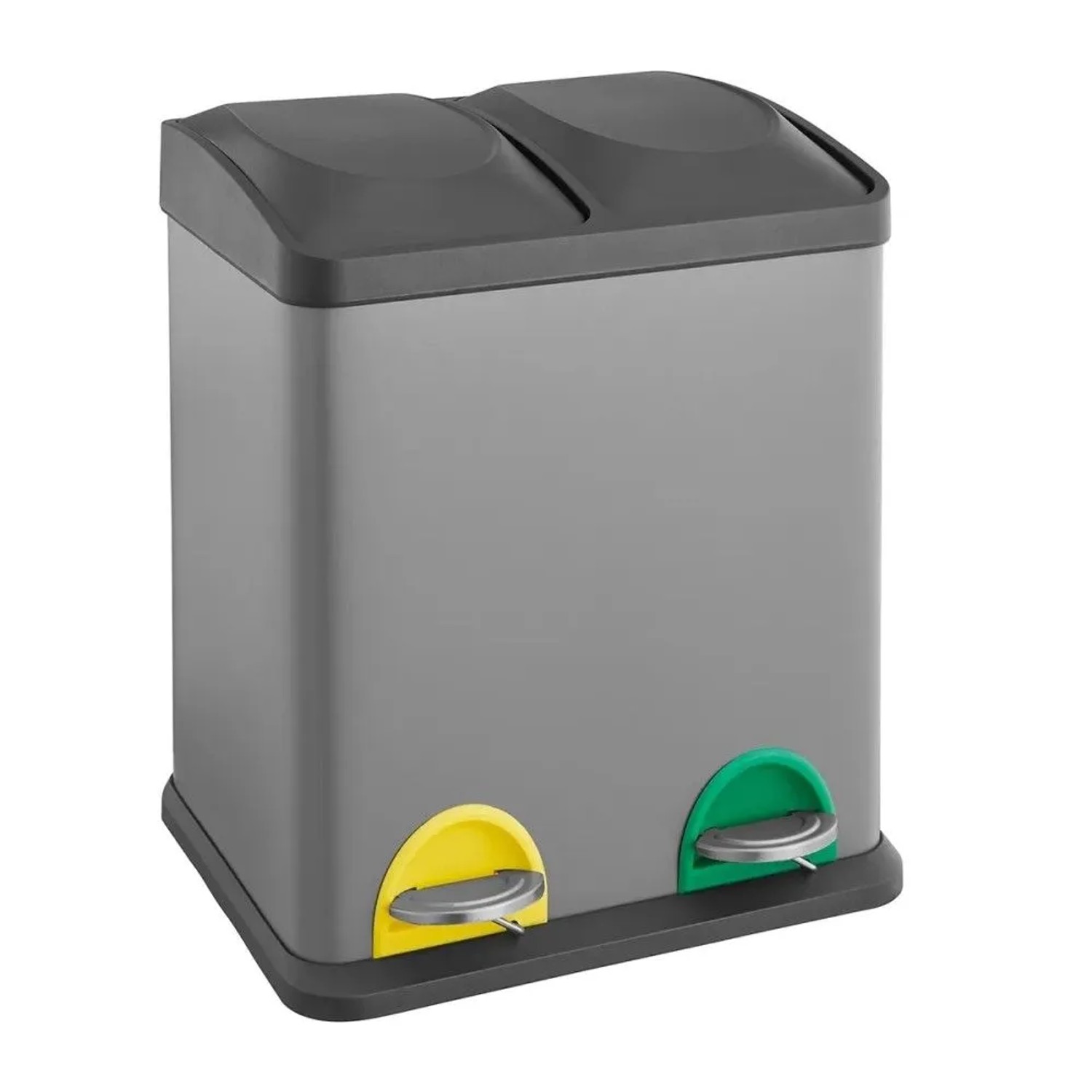 Svita TC2X15 Mülleimer 30L 2x15 Treteimer Papierkorb Mülltrennung Stahl Grau