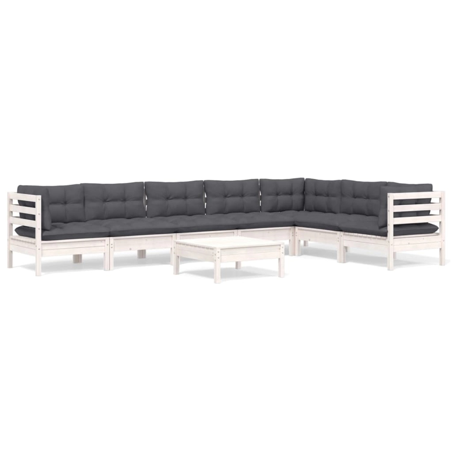 vidaXL 8-Tlg Garten-Lounge-Set mit Kissen Weiß Kiefer Massivholz 3096702 günstig online kaufen