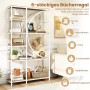 Costway Bücherregal, geometrisch, Holz/Metall, natur, 100x30x177 cm, 6-stöckig.