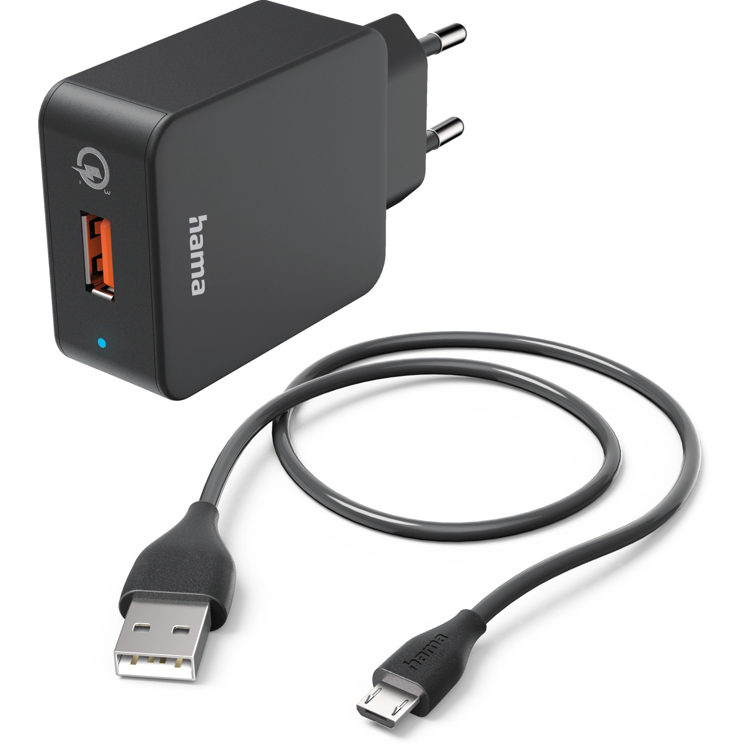 Hama Schnellladegerät Qualcomm mit Ladekabel Micro-USB 19,5 W 1,5 m Schwarz