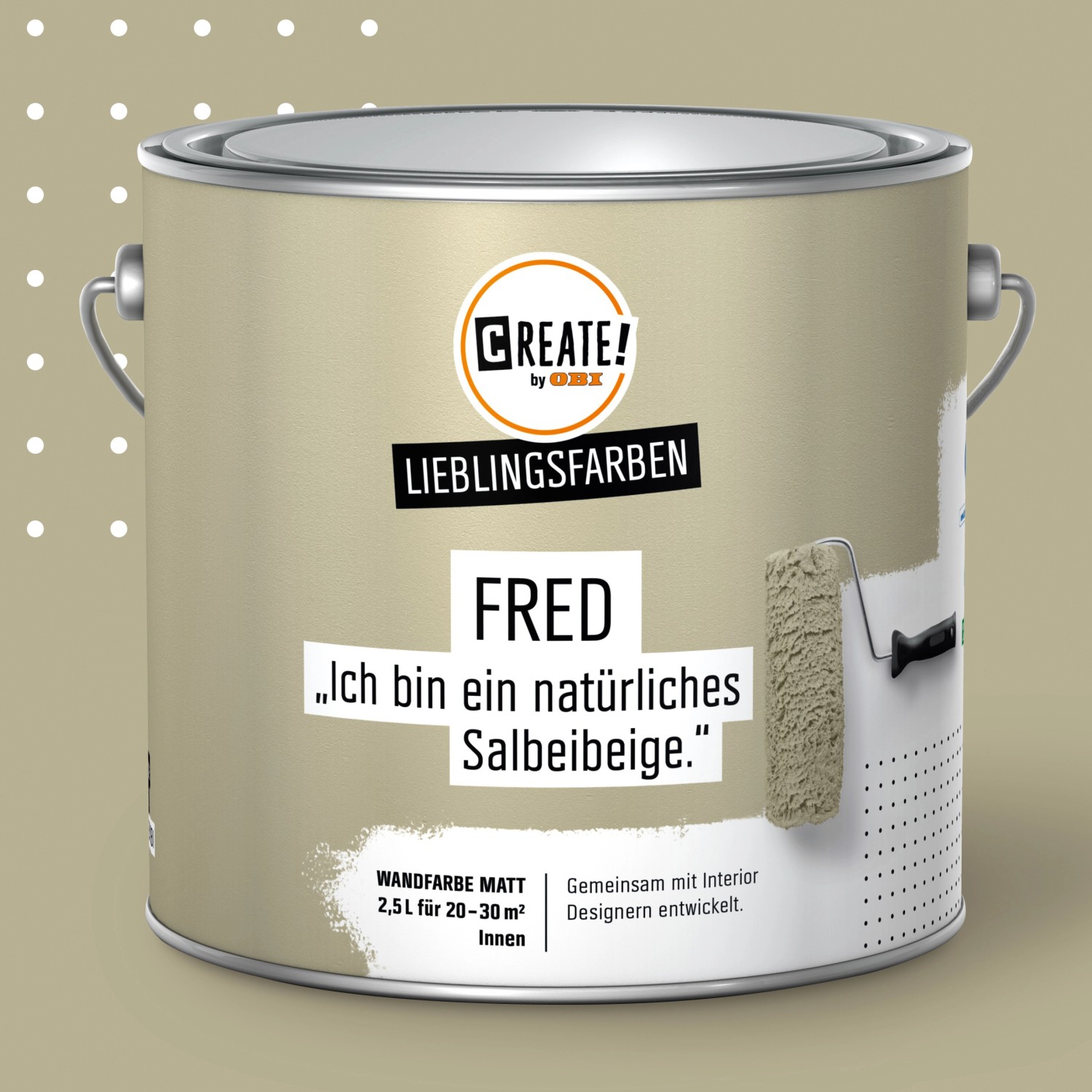 CREATE! by OBI Lieblingsfarben Wandfarbe Fred Salbeibeige matt 2,5 l