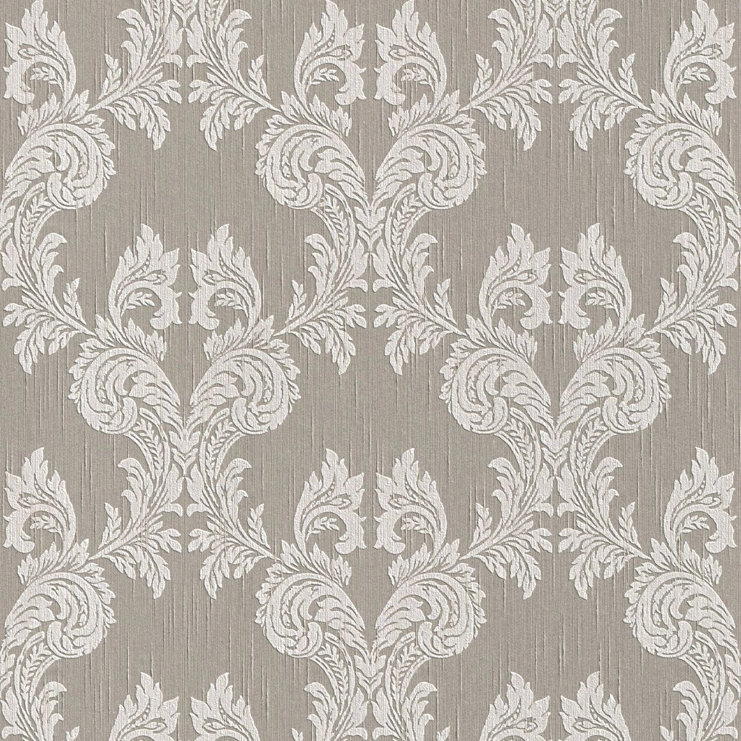 PROFHOME 956306-GU Textiloptik Tapete Barock Matt Grau Beige 0,53 m x 10,05 günstig online kaufen