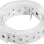 Weißes, pulverbeschichtetes Lochband, 20 mm x 1,5 m, aufgerollt.