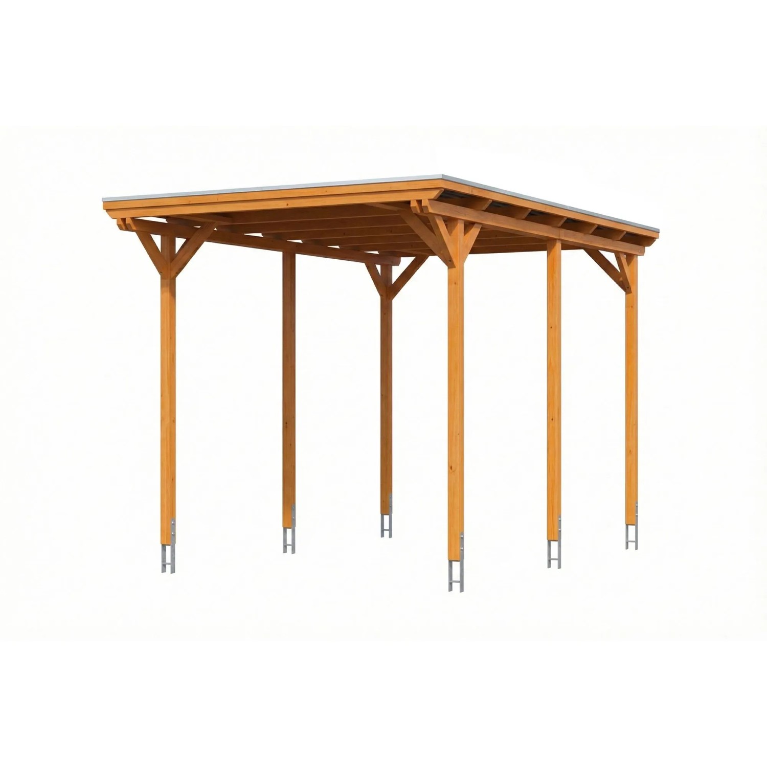 Skan Holz Carport Emsland Caravan Stahl-Dachplatten 402 cm x 604 cm Eiche Hell