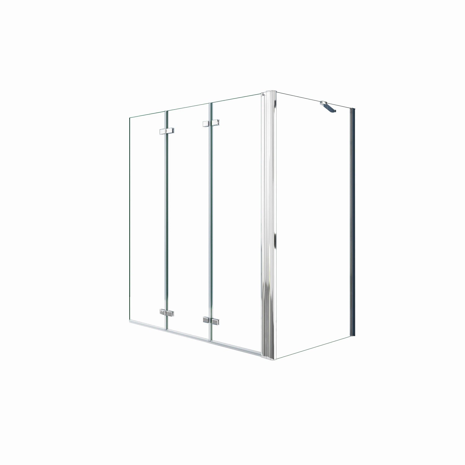 Duschparadies Badewannenaufsatz 120 x 60 x 140cm Faltwand Mit Seitewand 6mm Nano Glas Badewannenfaltwand 3tlg Chrom